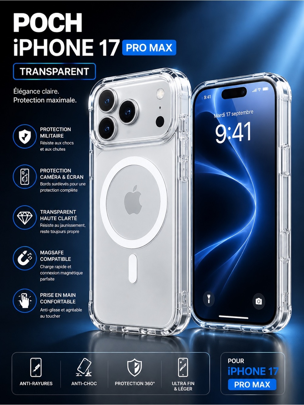 Magnetic Me Clear MagSafe-Compatible iPhone 17 Pro Max Case
